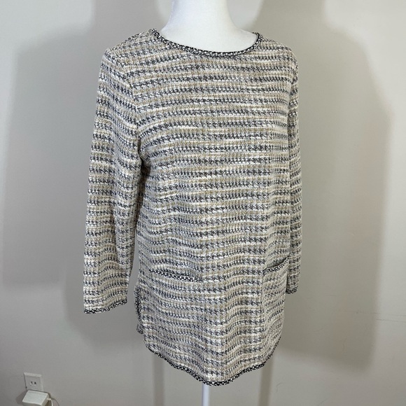 N.W.T. Max Studio sz med knit top textured fabric in cream, tan, black - Picture 9 of 13